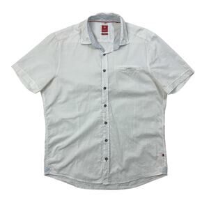 Pure H Tico Shirt Mens L Large Slim Fit White Button Up Short Sleeve Woven Knit